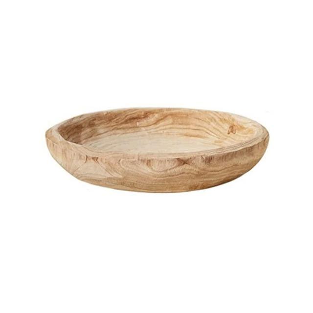 Serene Spaces Living Small Round Decorative Paulownia Wood Tray, Rustic Home Decor Accessories for Coffee Table, Living Room, Wedding Centerpiece, Decorator Tray, Tray, Measures 13" Diameter & 3" Tall