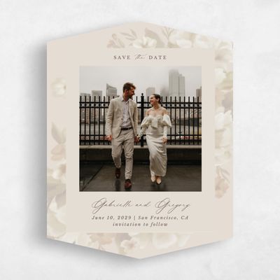 Beige Diamond Wedding Save the Date - Canopy Portrait