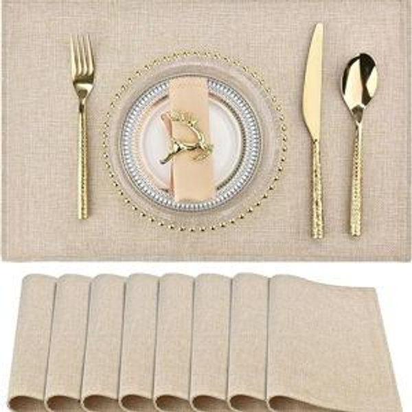 Beige Cloth Placemats Set of 8