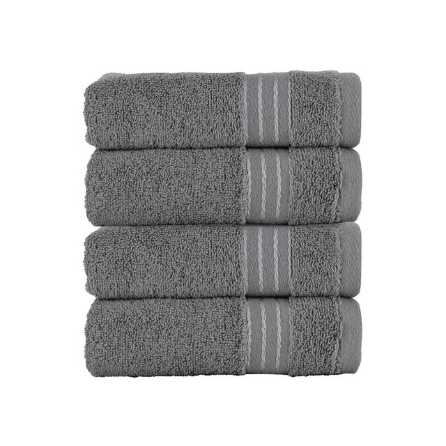 Elegant Comfort Premium Turkish Cotton 4 Pack Hand Towel Set - 16 x 28 inch, Luxurious Hotel Spa Quality 100% Turkish Cotton 4PC Hand Towel Set - Highly Absorbent - Soft Bathroom Towels, Gray