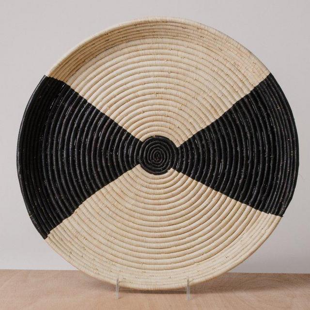 Mwanzo Black + Natural Raffia Tray