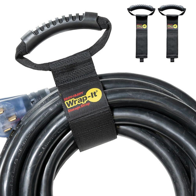 Easy-Carry Wrap-It Storage Straps - 22” (2-Pack) – Heavy-Duty Hook and Loop Cord Carrying Strap, Hanger, and Organizer with Handle for Pool Hoses, Garden Hoses, Cords, Cables and More