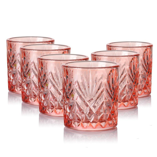 ELERGIFTS Handmade Pink Shot Glasses set of 6, 1.5 oz Vintage Heavy Base Shot Glass Set, Tequila Cups Small Glass, Shot Glasses for Whiskey, Tequila, Vodka, Spirits & Liquors，Mother's Day Gifts