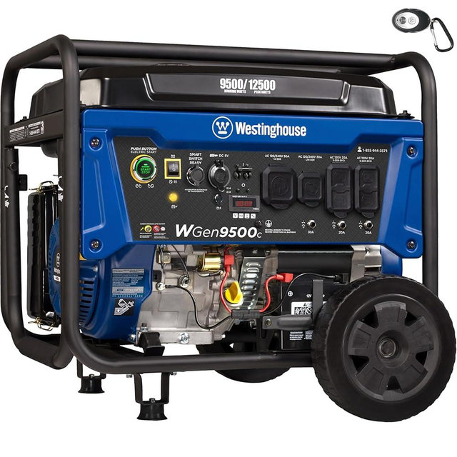 Westinghouse 12500 Peak Watt Home Backup Portable Generator, Remote Electric Start with Auto Choke, Transfer Switch Ready, Gas Powered, CO Sensor