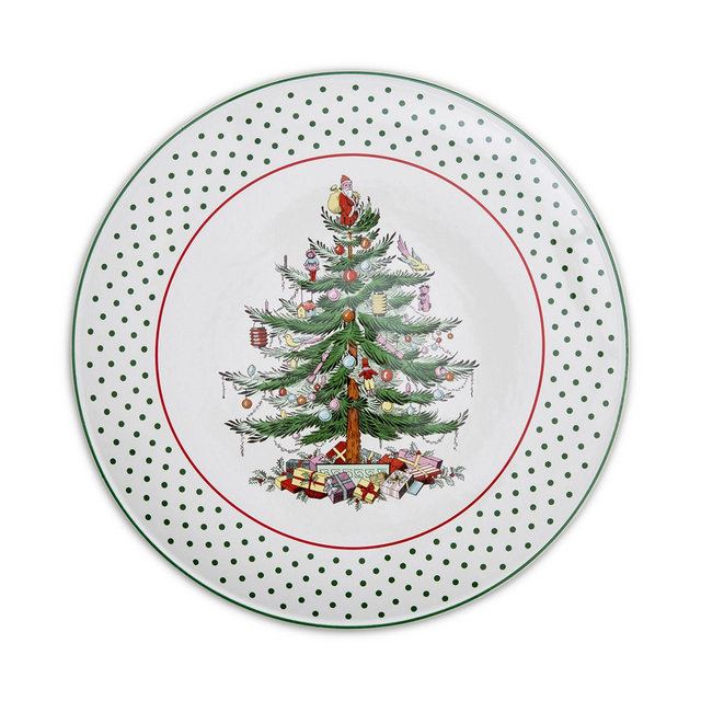 Spode Christmas Tree Polka Dot Cake Plate