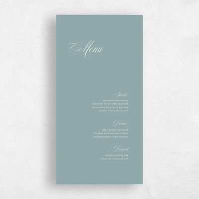 Blue Sage Wedding Menu - Jade
