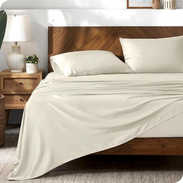 Bare Home Lyocell Tencel Sheet Set - Queen Size - 4 Piece Set - Derived from Eucalyptus - All-Season - Ultra Soft - Deep Pocket (Queen, Natural)