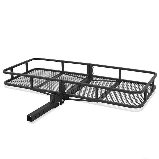 ARKSEN Folding Cargo Carrier Luggage Basket 2" Receiver Hitch (60" x 24-3/4" inch) Camp Travel Fold Up SUV Camping, Black