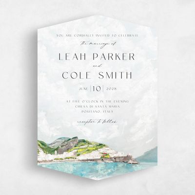 Grey Diamond Wedding Invitation - Sorrentine Portrait
