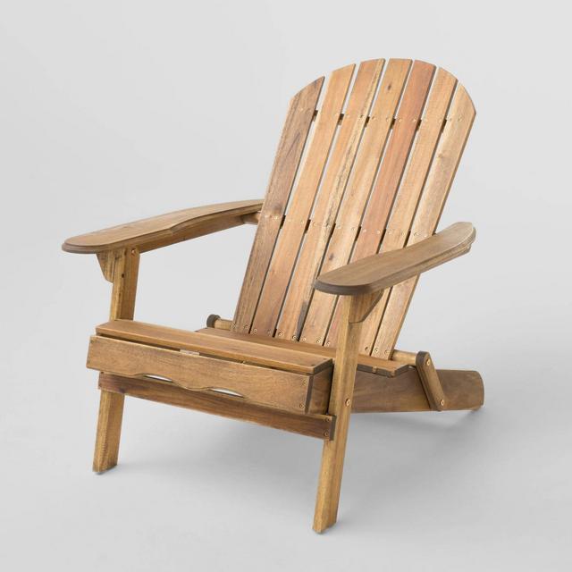 Hanlee Folding Wood Adirondack Chair - Natural Stained - Christopher Knight Home