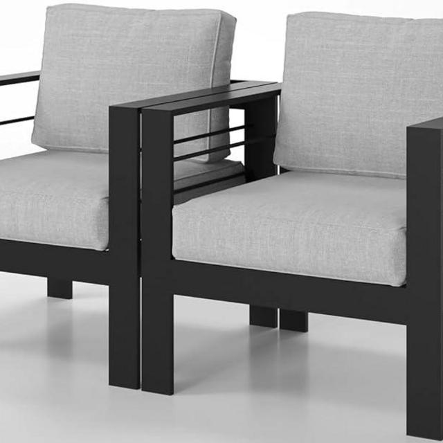 Kiss the Water Aluminum Outdoor 2 Pcs Sofa Patio Couch, All-Weather Metal Outdoor Couch with 5" Thick and Soft Cushion, Deep Seating Patio Sofa for Balcony, Porch, Backyard
