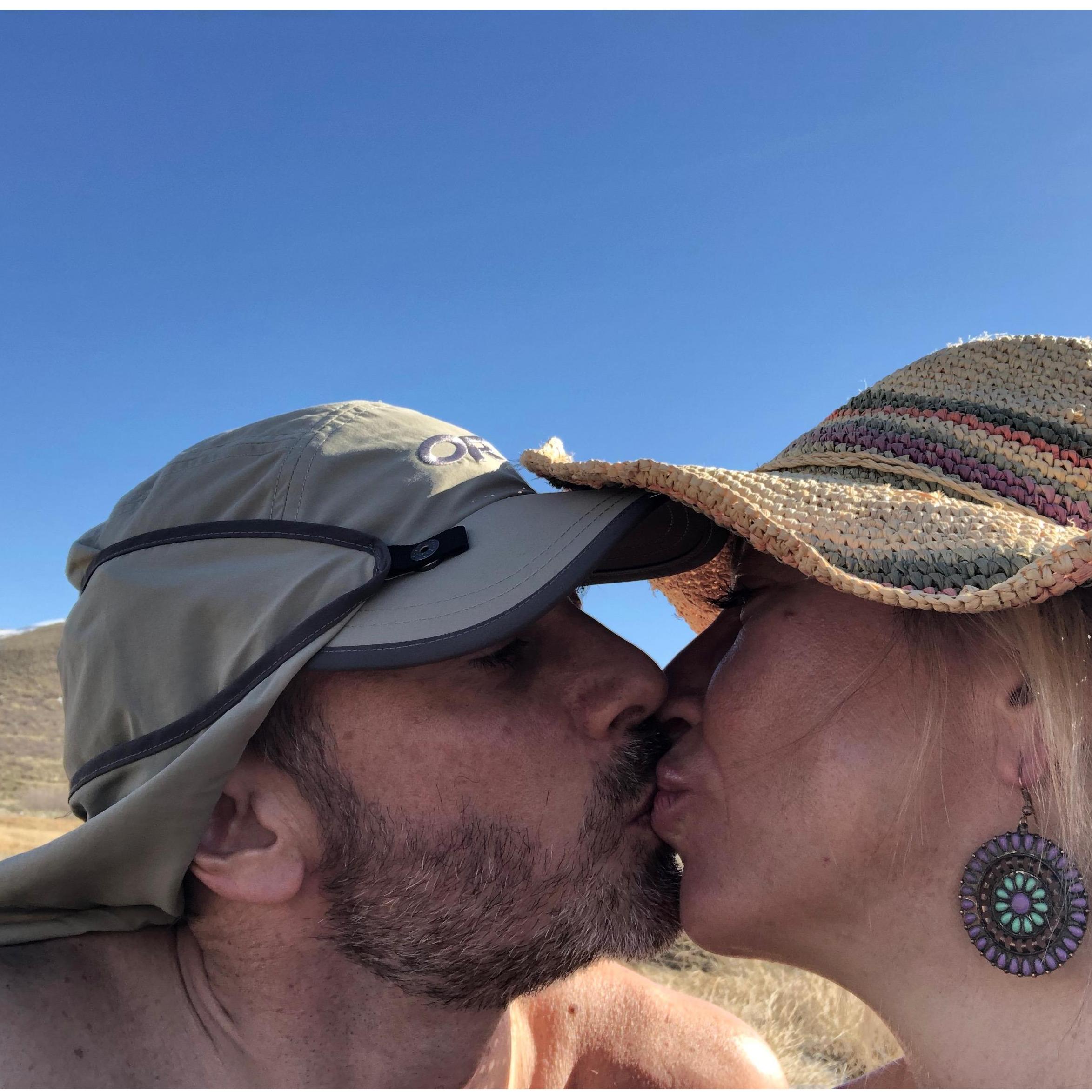 Oh how sweet! Loving life and each other - on yet another hot springs tour in Eastern Oregon.