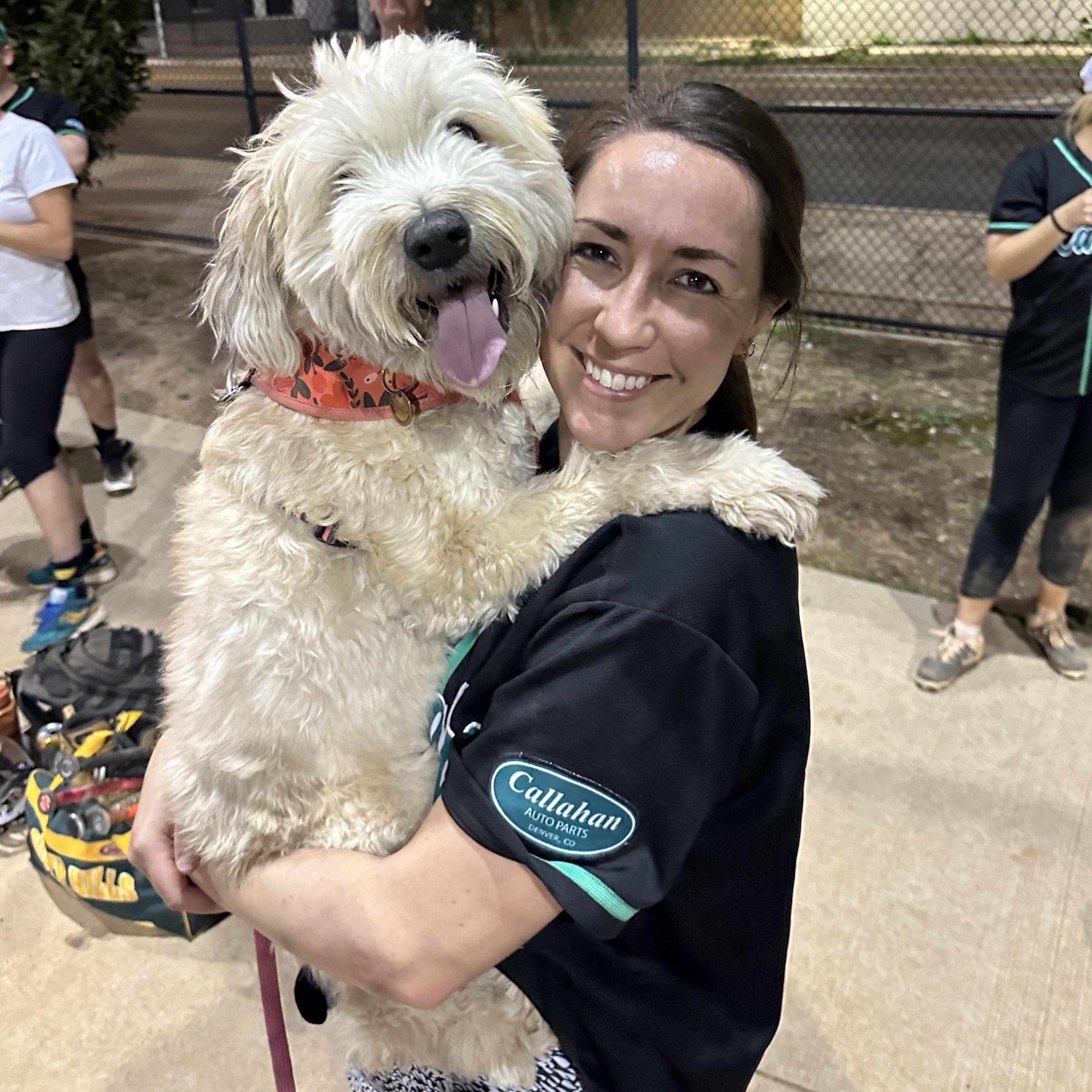 Dottie attends slow pitch regularly with Nikki...and she loves it