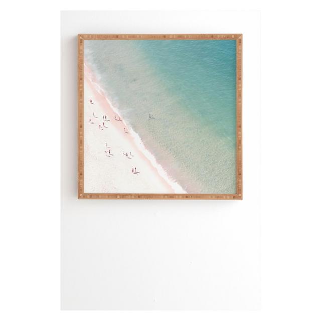 12" x 12" Ingrid Beddoes Summer beach love Framed Wall Art Buff Beige - society6