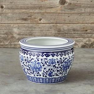 Blue & White Ceramic Planter, Small