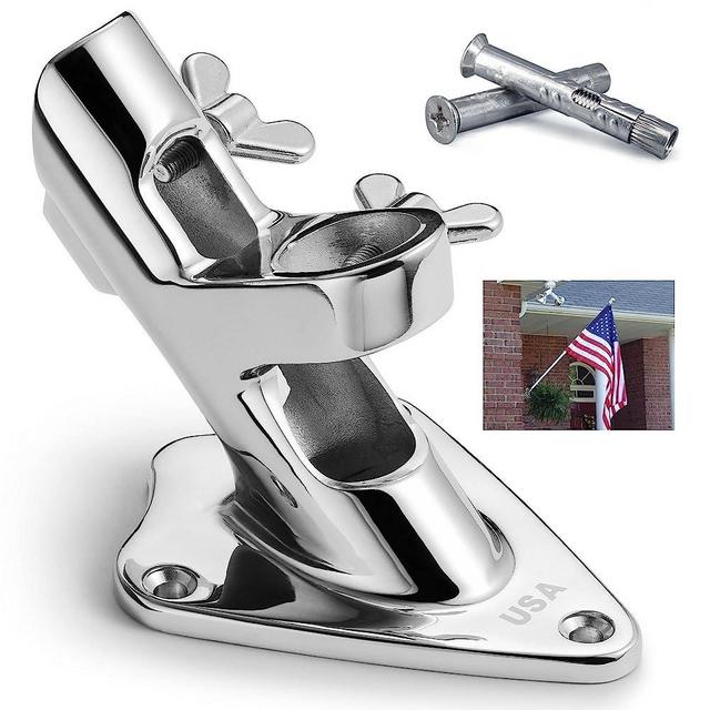 FUNNANS Flag Pole Holder, 316 Stainless Steel Heavy Duty Concrete Flag Pole Mount for House Outside, USA Wall Brick Flag Pole Bracket, 1 Inch