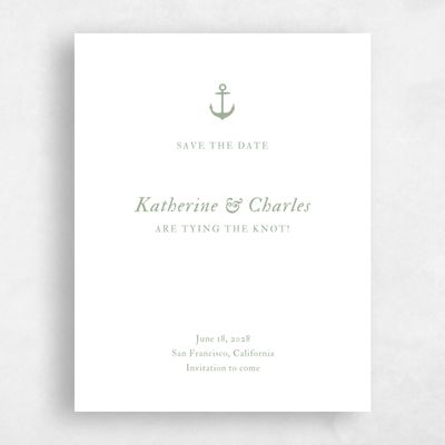 Sage, Green Wedding Save the Date - Providence Type Letterpress