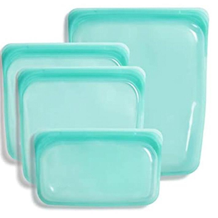 Stasher 100% Silicone Reusable Food Bag (Bundle, Aqua)
