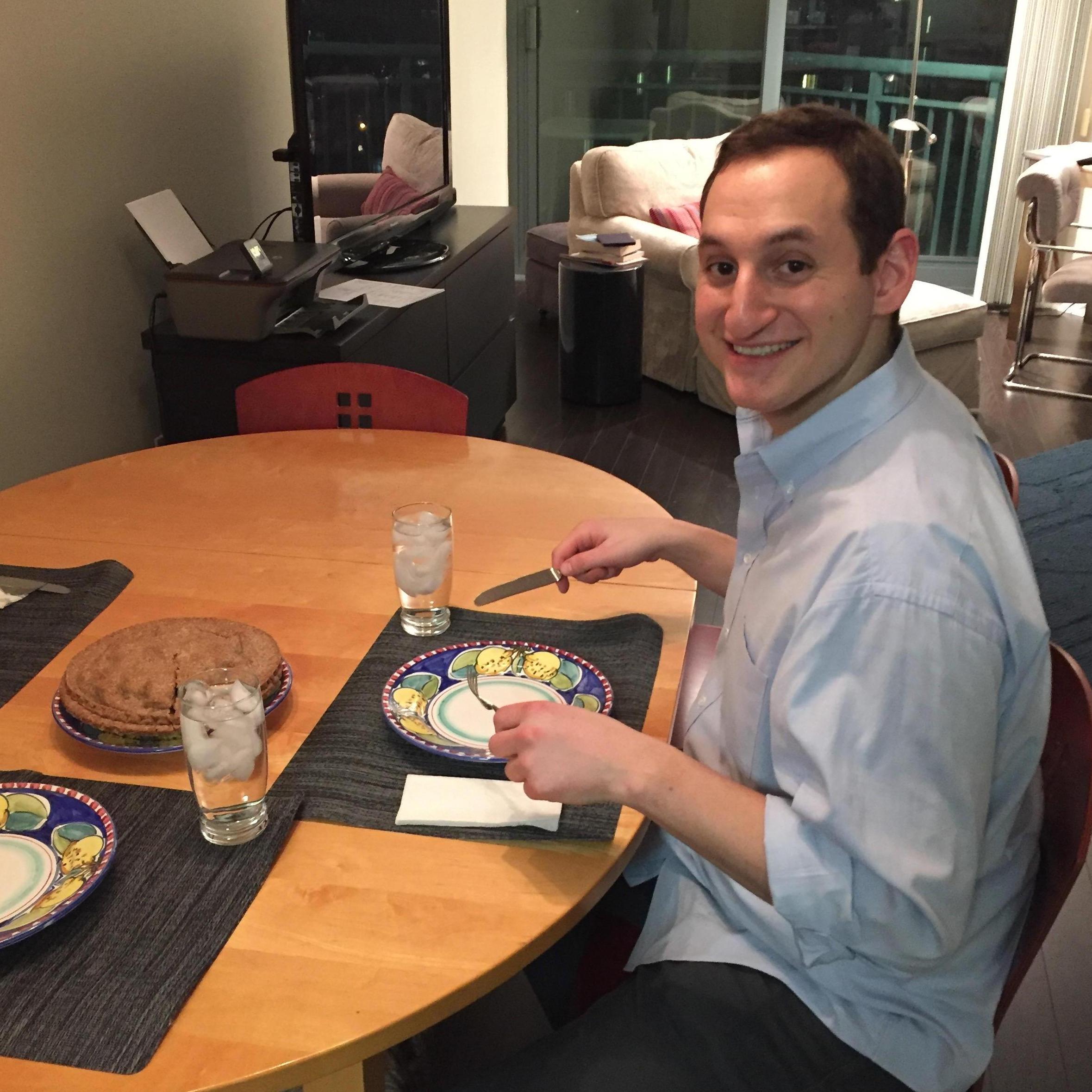 The first dinner that she cooked for him.