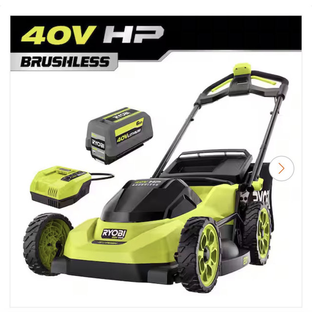 RYOBI 40V HP Brushless 20 in. Cordless Battery Walk Behind Push Lawn Mower with 6.0 Ah Battery and Charger RY40HPLM06K