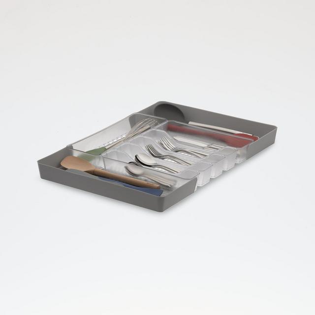 Spectrum Hexa Clear Frost 6-Divider Expandable Silverware Tray