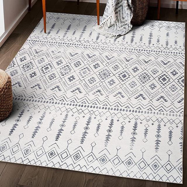 ReaLife Rugs ReaLife Machine Washable Rug Stain Resistant NonShed EcoFriendly NonSlip Family and Pet Friendly Made from Premium Recycled Fibers Moroccan Ivory 5 x 7