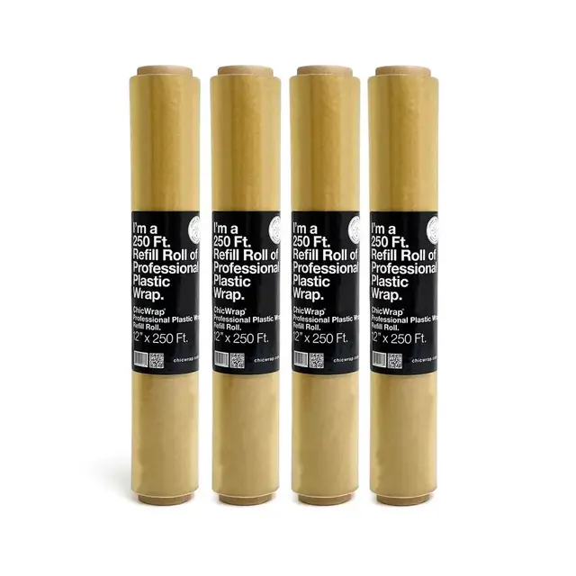Refill Rolls (4) Pack Professional Grade Plastic Wrap 12" x 250'