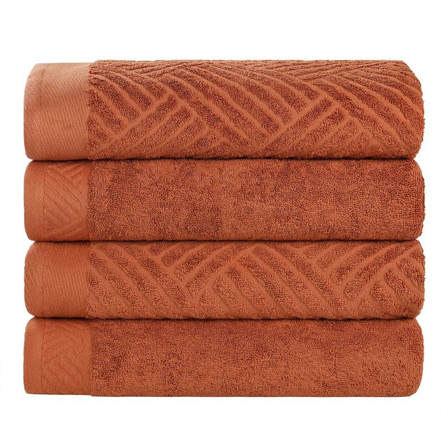 Superior Basketweave Egyptian Cotton Bath Towels, Highly Absorbent, Includes; 4 Medium Weight Bath Towels, Spa Basics, Home Essentials, Jacquard Towels and Solid Towels, Set of 4, Pecan