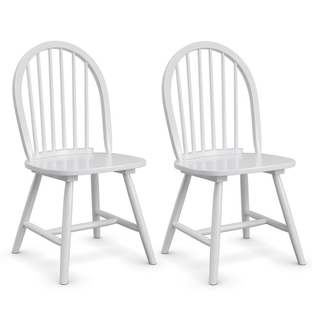 Costway Set of 2 Vintage Windsor Dining Side Chair Wood Spindleback Kitchen Room White