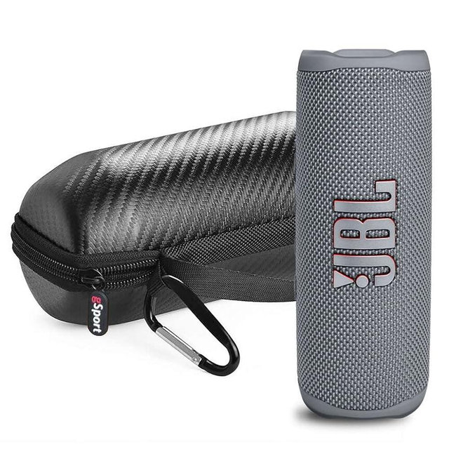 JBL FLIP 6 Waterproof Portable Speaker Bundle with gSport Carbon Fiber Case (Gray)