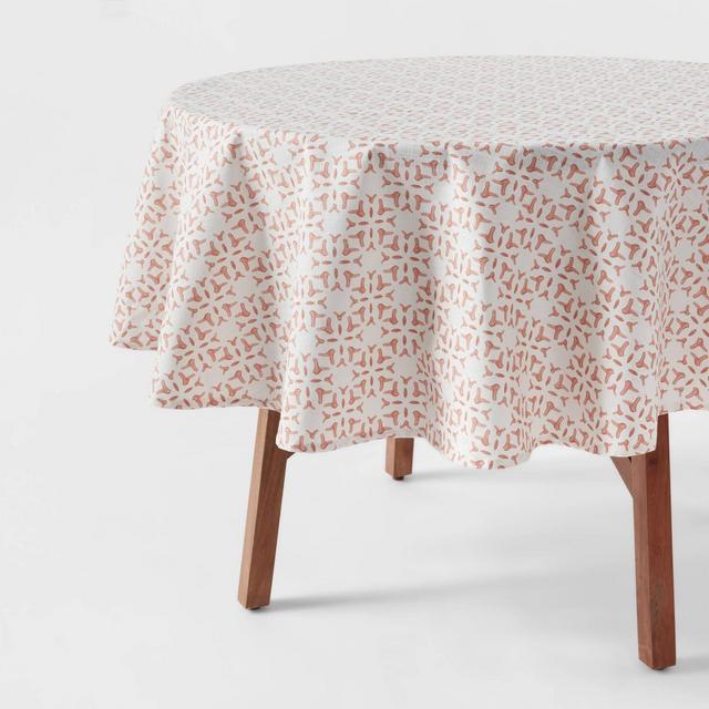 70" Cotton Stamp Round Tablecloth Pink - Threshold™
