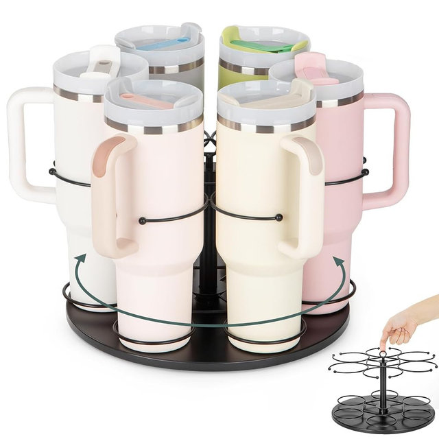 Upgraded Water Bottle Organizer for Stanley 40 oz/30 oz/20 oz,Rotating Stanley Cup Organizer Holder,Tumbler Holder Organizer, Easy to Install Kitchen Organizers and Storage for Stanley Cup Accessories