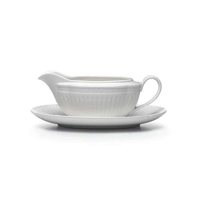 Mikasa Italian Countryside Gravy Boat and Saucer Set, White - DD900-742