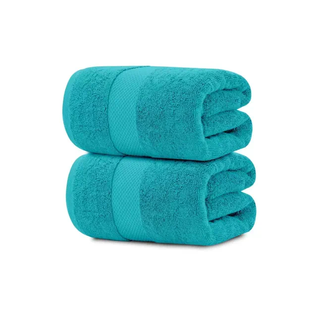 White Classic Luxury 100% Huge Cotton Bath Sheets Set of 2 - 35x70" Aqua