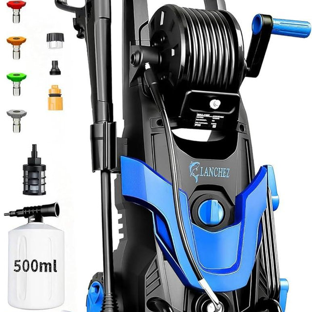 2026 Upgrade Pressure Power Washer 4800PSI w/4 Quick Connect Nozzles, Inlet Hose & Filter&500ML Soap Tank, High Cleaning Machine for Cars/Fences/Driveways/Patios/Home Cleaning,Blue