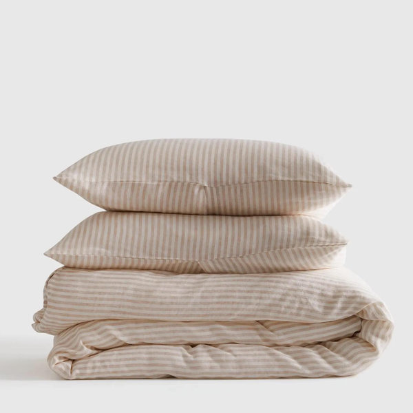 European Linen Stripe Duvet Cover Set
