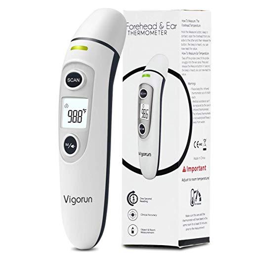 Vigorun Medical Forehead and Ear Thermometer, Digital Infrared Temporal Thermometer for Fever, Instant Accurate Reading for Baby Kids and...