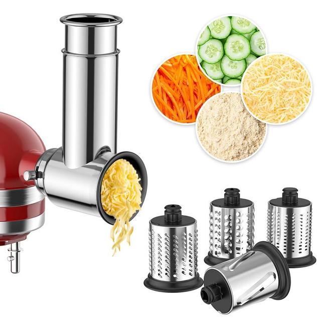 Stainless Steel Slicer Shredder Attachment for KitchenAid Stand Mixer, Cheese Grater for Kitchenaid Mixer attachments, Salad Maker, Cheese Grater, As Kitchen Aid Accessories and Attachments