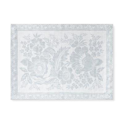 Vintage Floral Jacquard Place Mats, Set of 4, Silver & Grey