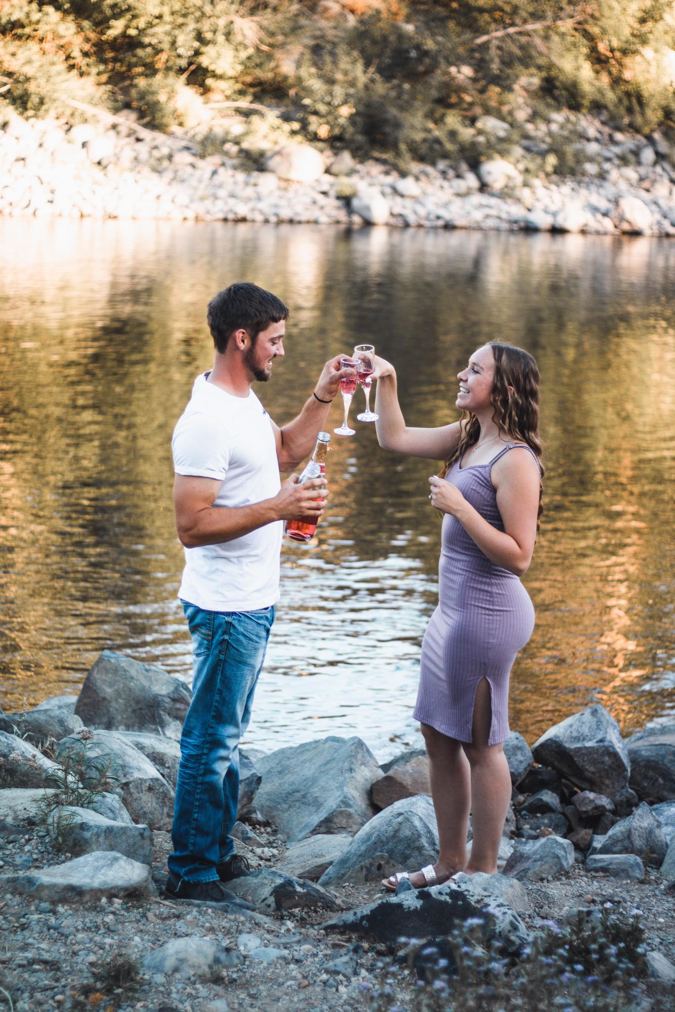 Celebrating after the proposal