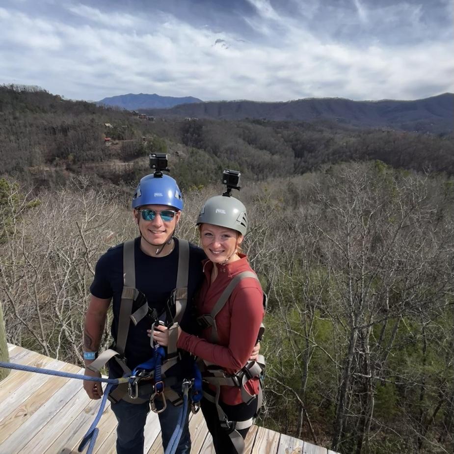 Zip lining through the Smokey’s (he wouldn’t agree to skydiving)