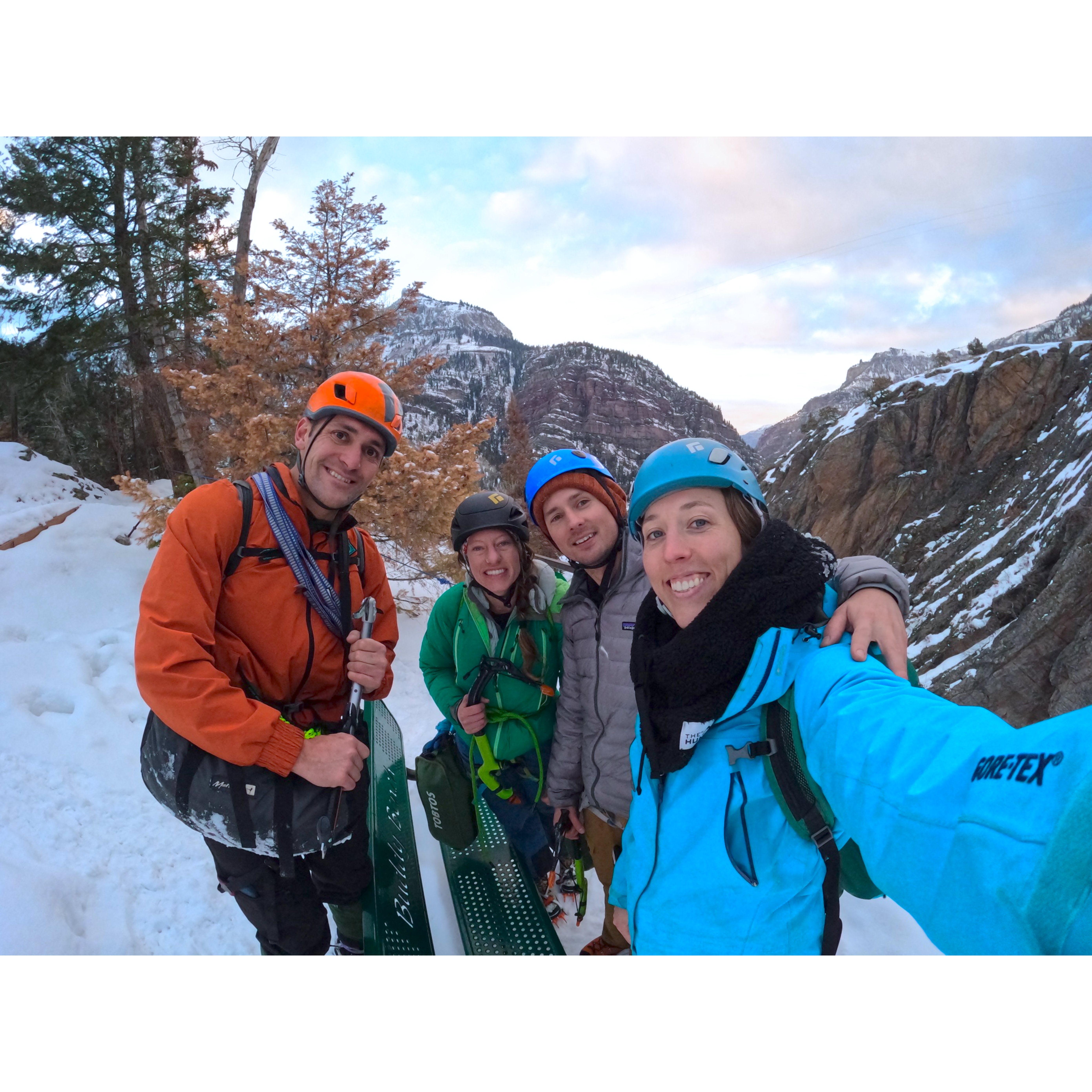 Ice climbing with friends
