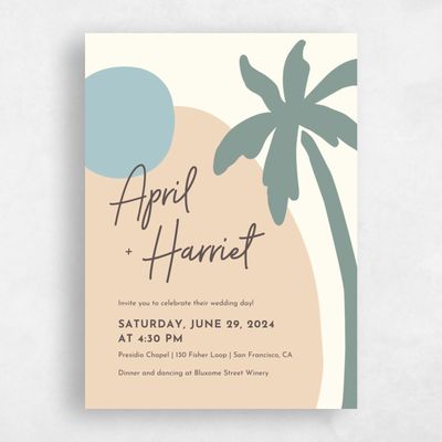 Beige Wedding Invitation - Bahia Portrait