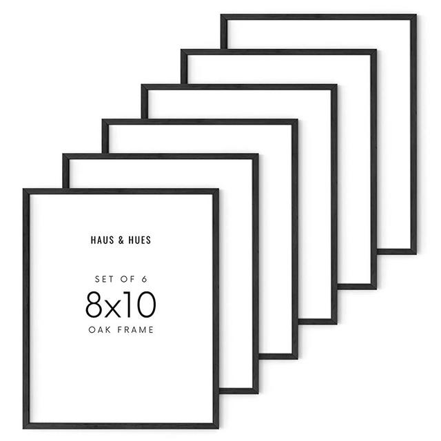 Haus and Hues 8"x10" Black Oak Wood Frames Set of 6 - 8x10 Picture Frame Set of 6, 8x10 Picture Frames Set of 6, Black 8x10 Picture Frame, 8x10 Black Frame, Black 8x10 Picture Frame Set of 6 8x10 Picture Frame 6 Pack