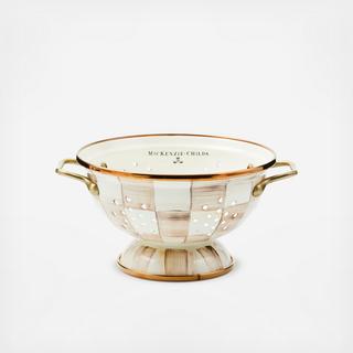 Mocha Check Stainless Steel Colander