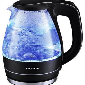 DAFI by Ruby Compass - Ovente 1.5L BPA-Free Glass Electric Kettle, Fast Heating with Auto Shut-Off and Boil-Dry Protection, Cordless, LED Light Indicator, Black (KG83B)