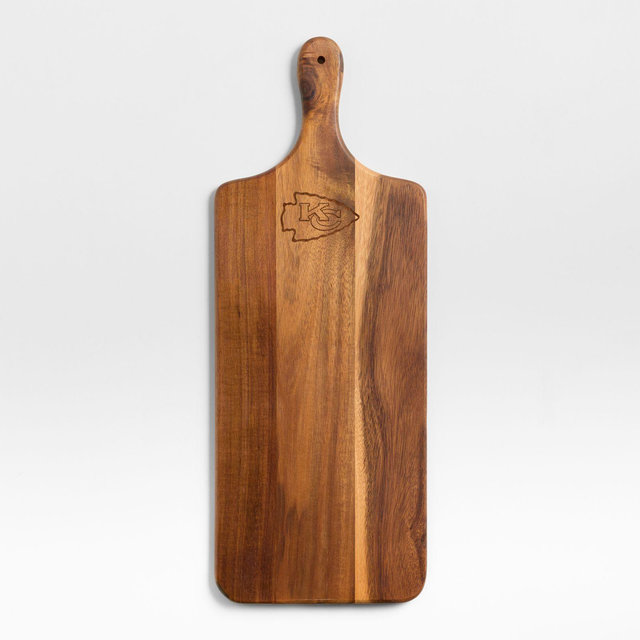 NFL Kansas City Chiefs Tondo Acacia Paddle Serving Board