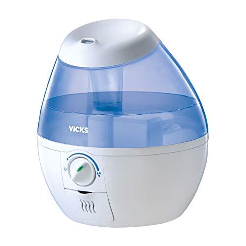 Vicks Mini Filter Free Cool Mist Humidifier Small Humidifier for Bedrooms, Baby, Kids Rooms, Auto-Shut Off, 0.5 Gallon Tank for 20 Hours of Moisturized Air, Use with Vicks VapoPads
