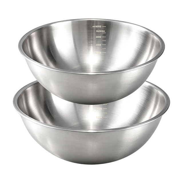 Gronivex 304 Stainless Steel Mixing Bowls, 2-Piece (4.2 & 5.3 Qt) | Thicker-Gauge, Food-Grade Metal, Stackable & Space-Saving – Extra-Large for Bread Dough, Whole Chicken & Big-Batch Cooking