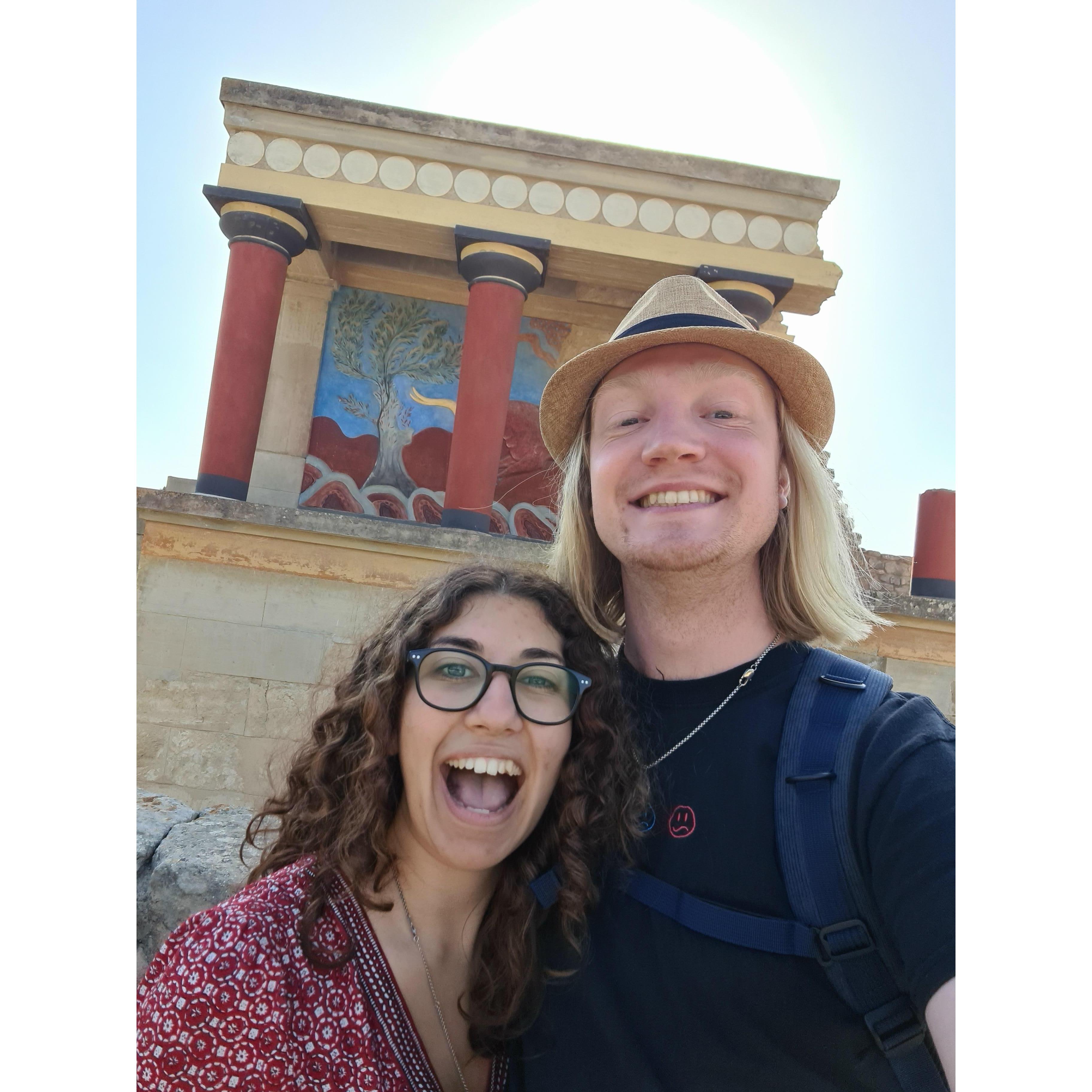 At Knossos where the minotaur is said to have come from!